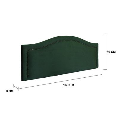 Cabeceira Queen Curva Luxo 160x60 Veludo Verde - Tachas Fumê