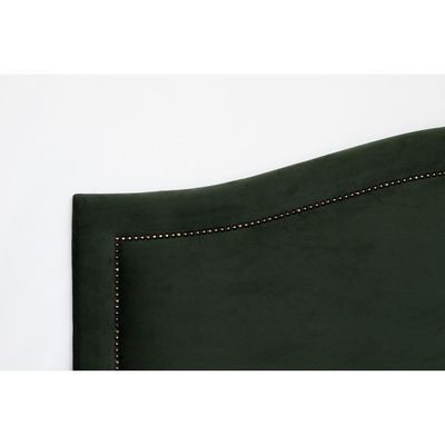 Cabeceira Queen Curva Luxo 160x60 Veludo Verde - Tachas Fumê