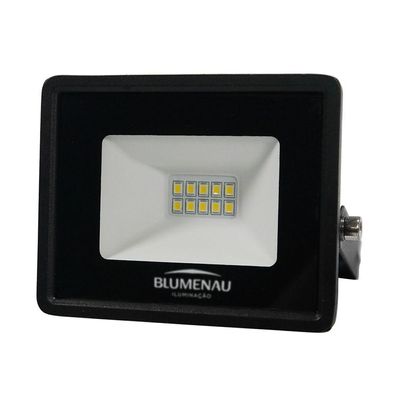 Kit 5 Refletor De Led Slim 10w Prova Dágua Preto Bivolt 3000k Quente