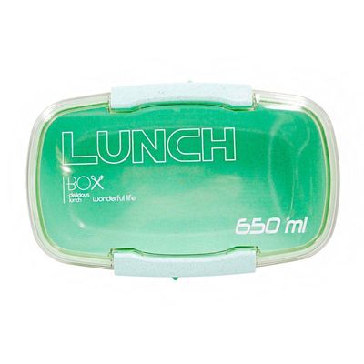 Marmita Pote 650ml Com Tampa Garfo Colher Freezer Micro-ondas Fit Verde