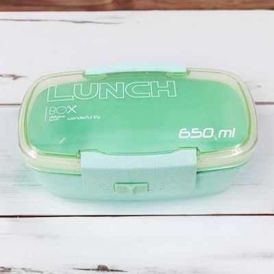 Marmita Pote 650ml Com Tampa Garfo Colher Freezer Micro-ondas Fit Verde