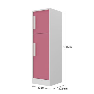 Kit Cozinha E Geladeira Em MDF Brinquedo Infantil Rosa