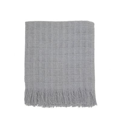 Xale Rubi 2,40m x 1,70m Com Franja Para Sofá Cama 100% Algodão 01 Peça - Cinza