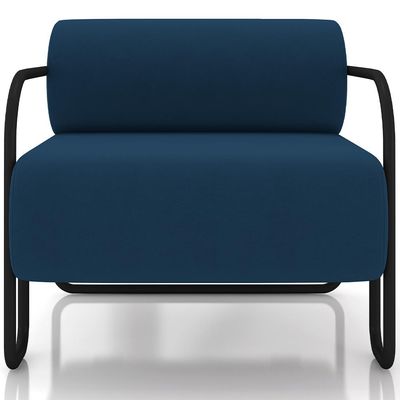 Poltrona Decorativa Pés Industrial Moscou K01 Veludo Azul Marinho - Lyam Decor