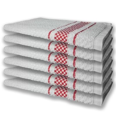 12 Panos de Prato Atoalhado Felpudo Premium 6 Vermelho 6 Marrom