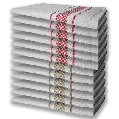 12 Panos de Prato Atoalhado Felpudo Premium 6 Vermelho 6 Marrom