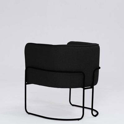Poltrona Decorativa Belinda D07 Base Aço Linho Preto - D'Rossi