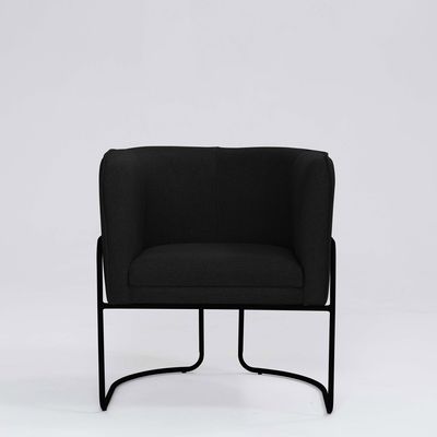 Poltrona Decorativa Belinda D07 Base Aço Linho Preto - D'Rossi