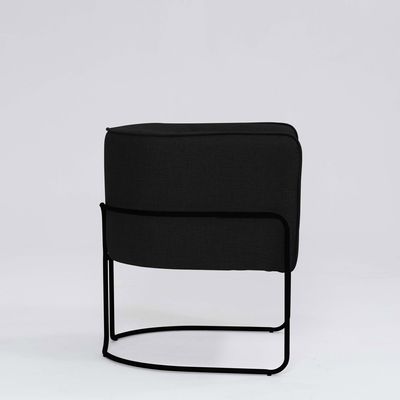 Poltrona Decorativa Belinda D07 Base Aço Linho Preto - D'Rossi