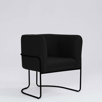 Poltrona Decorativa Belinda D07 Base Aço Linho Preto - D'Rossi