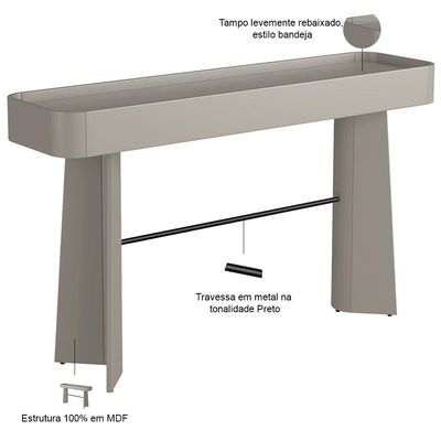 Aparador Para Sala De Estar Orgânico Industrial Alef I03 Grigio Preto - Lyam Decor