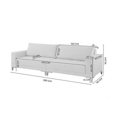 Sofá 4 Lugares Volga Plus Linho Cinza Claro 280 cm