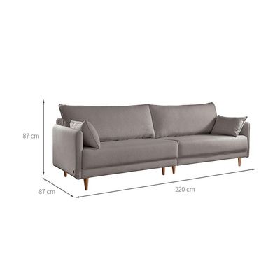 Sofá 3 Lugares Vittro Linho Cinza 220 cm