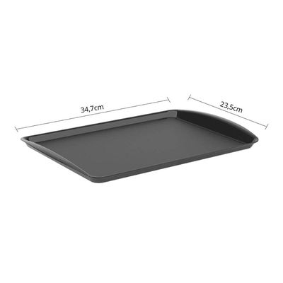 Kit 12 Bandejas para Servir 34x23,5cm Plástico Preto Buffet Lanchonete Uno Coza