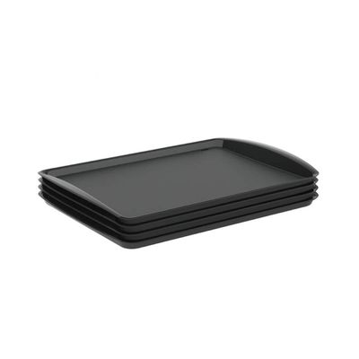 Kit 12 Bandejas para Servir 34x23,5cm Plástico Preto Buffet Lanchonete Uno Coza