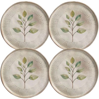 Jogo 4 Pratos de Sobremesa 21,5cm Cerâmica Porto Brasil Bio Evergreen Servir Doces Salgados