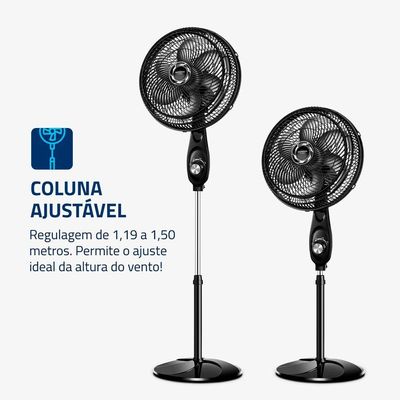 Ventilador De Coluna Mondial 30cm 6 Pás Turbo VT-30C-NB Preto Prata 220V