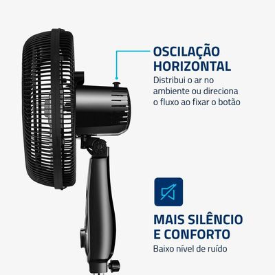 Ventilador De Coluna Mondial 30cm 6 Pás Turbo VT-30C-NB Preto Prata 220V