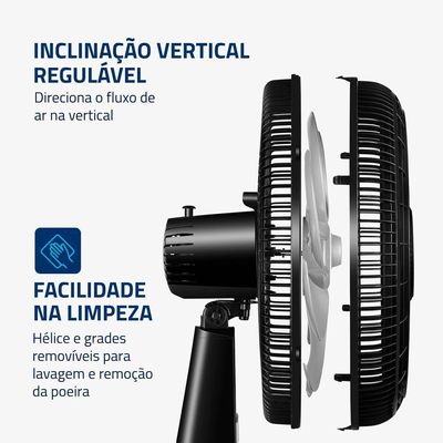 Ventilador De Mesa Mondial 40cm 8pás Turbo NVT-40-8P-B Preto/Prata 110V