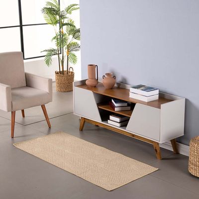Tapete Passadeira Sisal 2,00m x 66cm Base Antiderrapante Para Corredor Cozinha Quarto Sala - Clean