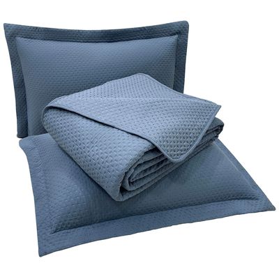 Kit Cobre Leito Colcha Jade King 3 Peças Percal 300 Fios Clássico - Azul Marinho - 100% Poliéster