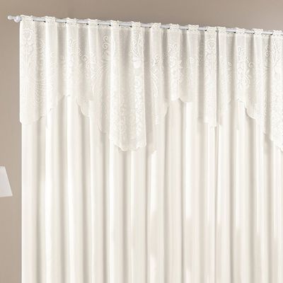 Cortina  Nicole 4 Metros Palha Tecido Microfibra Com Renda Floral Sala Quarto