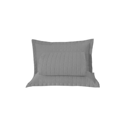 Kit Cobre Leito Colcha Unique Casal King 3 Peças Matelado Percal 300 Fios - Cinza