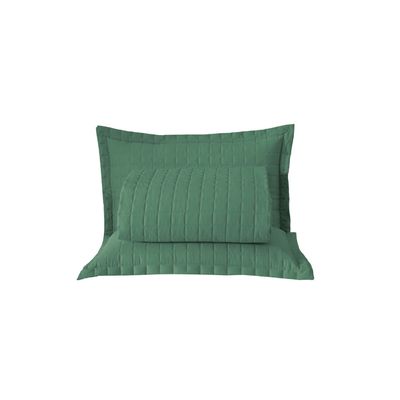 Kit Cobre Leito Colcha Unique Casal King 3 Peças Matelado Percal 300 Fios - Verde