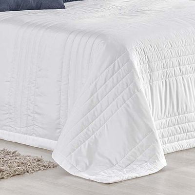 Kit Cobre Leito Colcha Dobby King 3 Peças Matelado 180 Fios - Branco