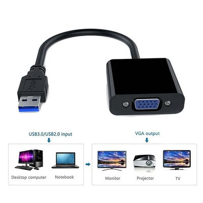 Conversor USB Para Vga Cabo Adaptador Full HD