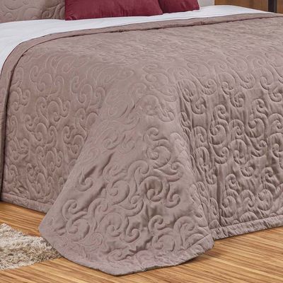 Kit Cobre Leito Colcha Mabelle King 3 Peças 400 Fios Bordado - Rose