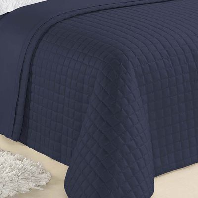Kit Cobre Leito Colcha Veneza King 3 Peças Hipercal 180 Fios - Azul Marinho