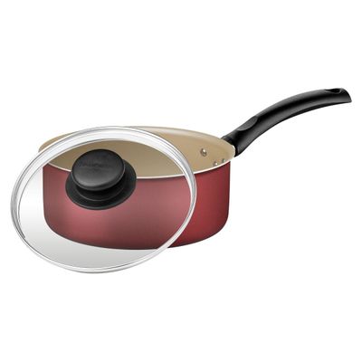 Panela Antiaderente Com Tampa De Vidro 16 Cm 1,4l Turim Vermelho Tramontina