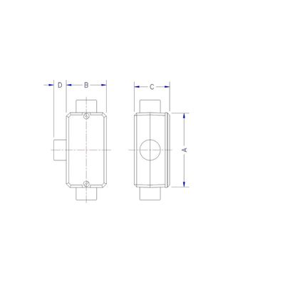 Condulete fixo 3/4" tipo "T" - sem tampa / rosca BSP / sem pintura