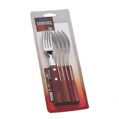 Conjunto De Garfos Para Churrasco Tramontina Polywood Vermelhor 6 Peças