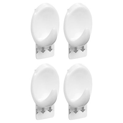 Gancho Oval Plástico Branco Com Adesivo P - 4 Unidades - Or30111 - Ordene
