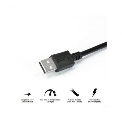 Cabo Extensor Usb A 2.0 Macho Para Usb A 2.0 Femea 28awg Puro Cobre 1 Metro - Puamf2-1