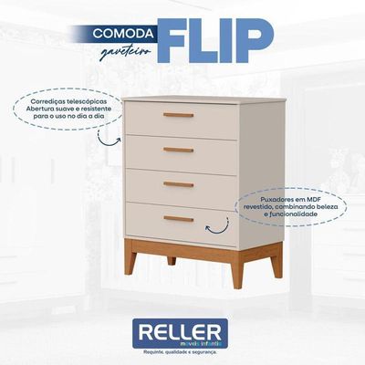 Cômoda Gaveteiro Infantil Flip Areia Acetinado - Reller