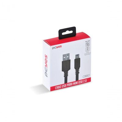 Cabo Usb A 2.0 Macho Para Mini Usb B Macho 28awg Puro Cobre 1 Metro - Puanm2-1