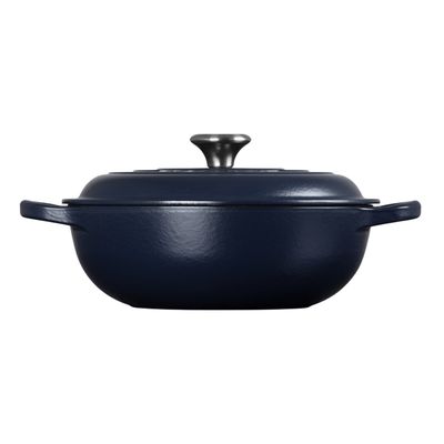 KIT LE CREUSET PANELA ENSOPADO NAVY E REDONDA CARIBE EM FERRO FUNDIDO 22CM