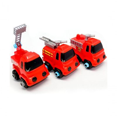Carro Cegonha 3 Carrinhos Monta Desmonta Bombeiros Vermelho