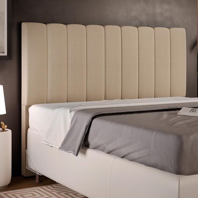 Cabeceira Cama Box Casal King 195 cm Dália W01 Suede Bege - Lyam Decor