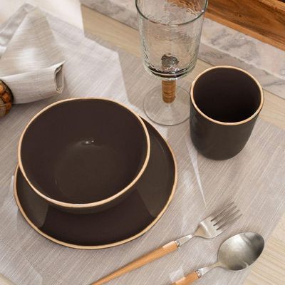 Jogo De Caneca Copa E Cia 2 Peças Vivant Em Cerâmica Mocca