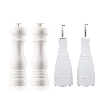 CONJUNTO GALHETEIROS E MOEDORES LE CREUSET BRANCO