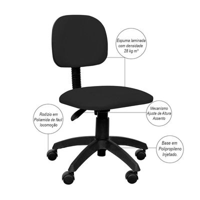 Cadeira de Escritório Giratória Executiva Ergonômica M02 Economy Corano Preto - Lyam Decor