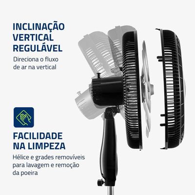Ventilador De Coluna Mondial 40cm Super Turbo Tech VTX-40C-8P-CR Preto Prata 220V