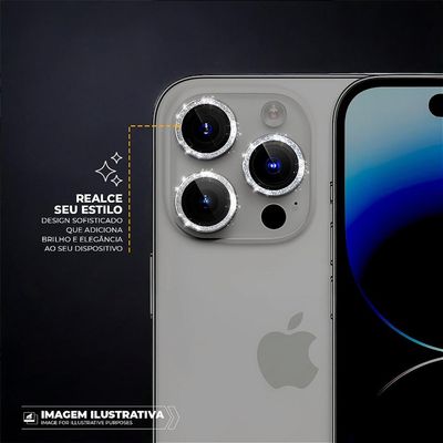 Protetor de Lente para iPhone 14 Pro Max - One Armor - Frame para câmera - Glitter - Gshield