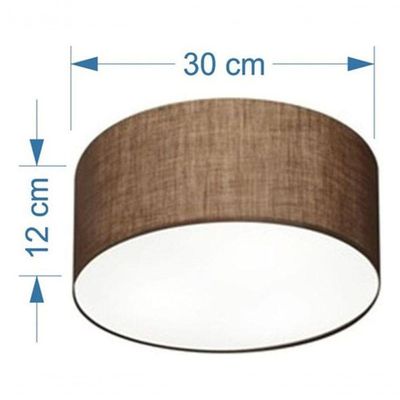 Plafon Cilíndrico Md-3010 Cúpula Em Tecido 30x12cm Café - Bivolt