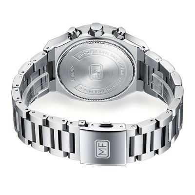 Relógio De Quartzo Multifuncional Para Homens Com Pulseira Em Aço Inoxidável Aço Preto