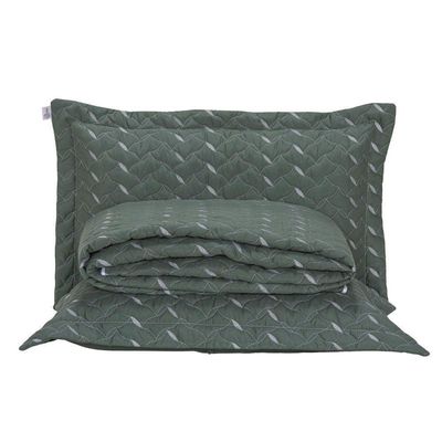 Cobre Leito Bordado 400 Fios Heitor Casal King 100% Poliéster - Verde Militar